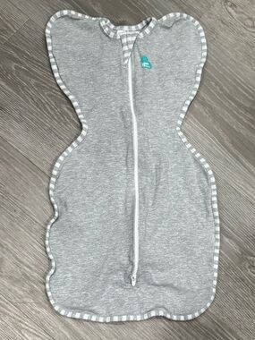 Love to dream Gray Swaddle with Teal Heart Logo